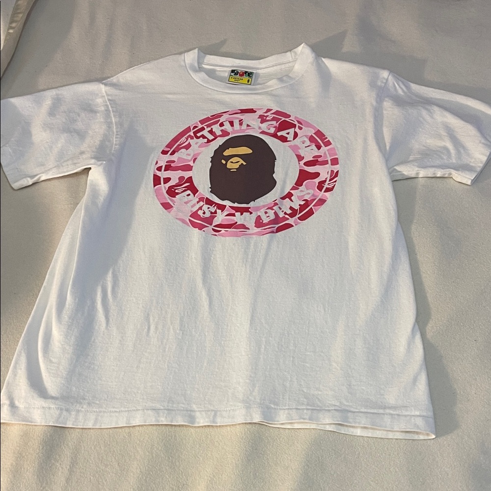 Bape White and Pink Short Sleeve Tee